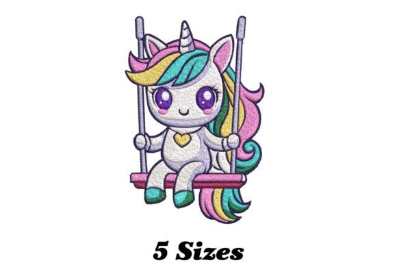 Funny Unicorn on a Swing: A Quirky Embroidery Gem