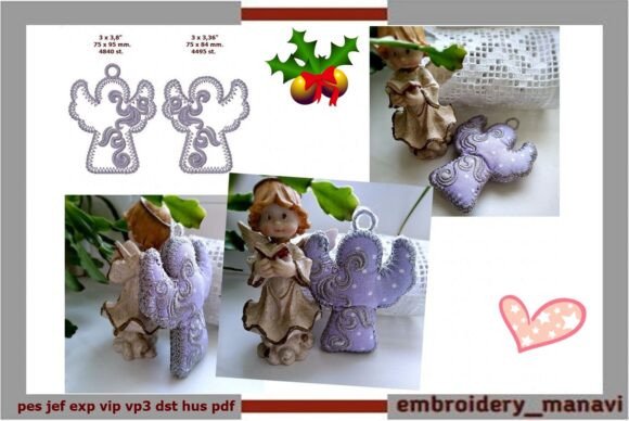 In the Hoop Christmas Ornament Angel for Boutique Apparel
